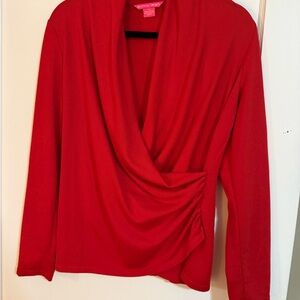 Sunny Leigh Vibrant Red Drape Light Sweater